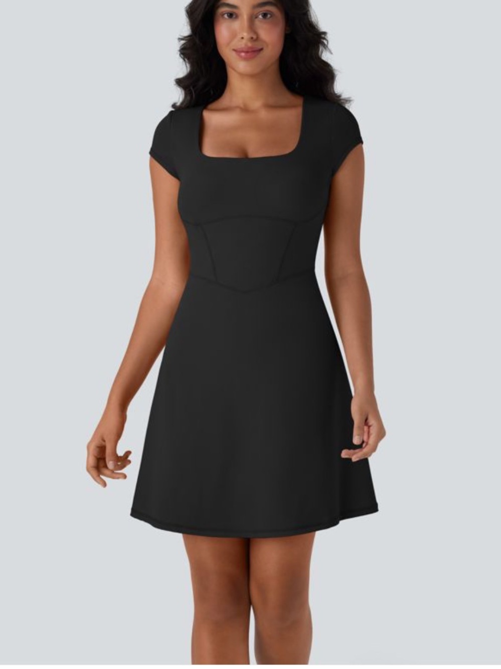 Halara SoftlyZero Plush Square Neck 2-in-1 Mini Casual Dress w/ Pockets XL